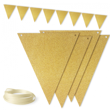 Гирлянда-флажки (300см), Золото с блестками, 1 шт.