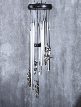 Музыка ветра металл, пластик "Филин на ветке" 5 трубок 60 см, 1 шт.