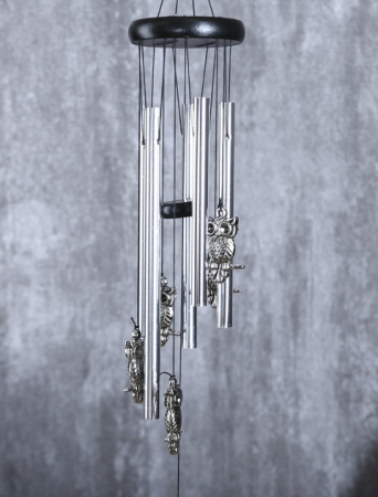 Музыка ветра металл, пластик "Филин на ветке" 5 трубок 60 см, 1 шт.