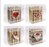 Пакет подарочный (18*23*10 см) Сердце с блеском (микс), 1 шт.