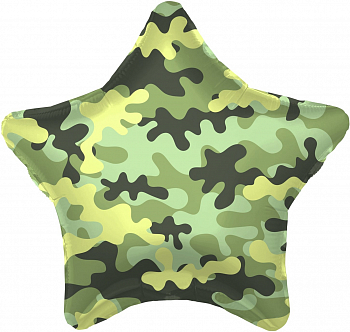 Шар (19''/48см) Звезда, Камуфляж, Военный, 1 шт.