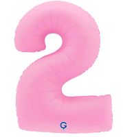 Шар (40''/102см) Цифра, "2", Розовая Сакура, Матовый, 1 шт. в уп.