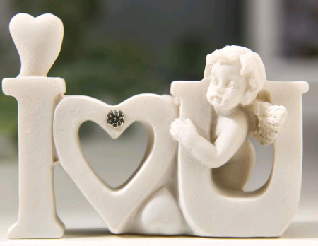 Сувенир полистоун (4,8х6,6х2,5см), "Белоснежный ангелочек-I love you", 1 шт.