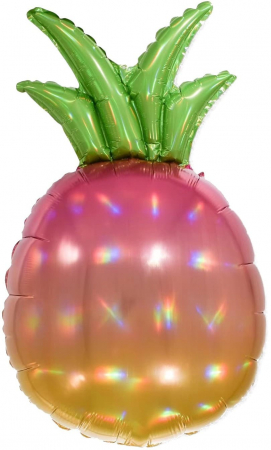 Шар (32''/81см) Фигура, Ананас, Золотисто-розовый, Голография, 1 шт.
