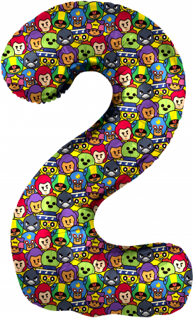 Шар (34''/86см) Цифра, 2 Бравл Старс, 1 шт. в упак.