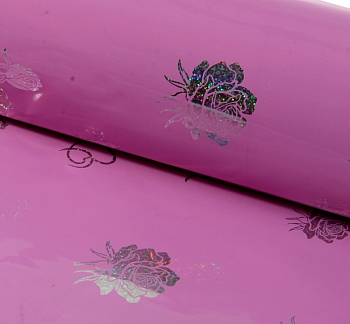 Пленка (70*100см), Букеты на малиновом, голография, 1 шт.