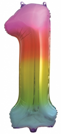 Шар (32''/81см) Цифра, "1", Радуга, Градиент, 1 шт.