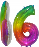 Шар (16''/40см) Мини-цифра, 6, Мармеладный леденец, Градиент, 1 шт.