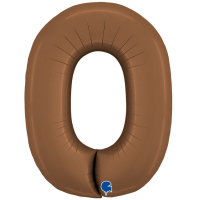 Шар (40''/102см) Цифра, "0", Шоколадный, Сатин, в упаковке, 1 шт.