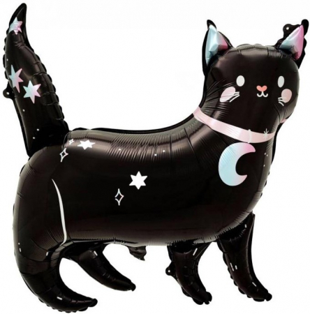 Шар (38''/97см) Фигура, Звездная кошка, Черный, 1 шт.