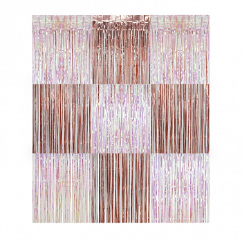 Занавес (120*90 см) "Дождик Микс", Розовое золото, Перламутр, 1 шт.