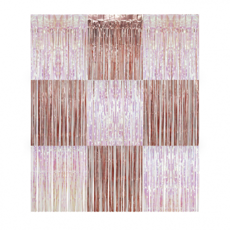 Занавес (120*90 см) "Дождик Микс", Розовое золото, Перламутр, 1 шт.