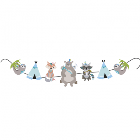 Гирлянда (2,2 м) "С Днем Рождения! Зверята Бохо", 1 шт.