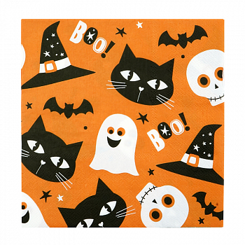 Салфетки бумажные (33*33см), Хэллоуин, Котик, 12 шт. 