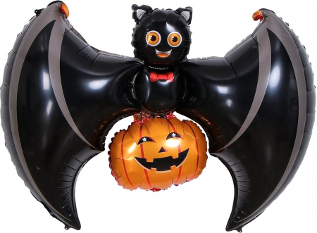 Шар (36''/91см) Фигура, Летучая мышь с тыквой, 1 шт.