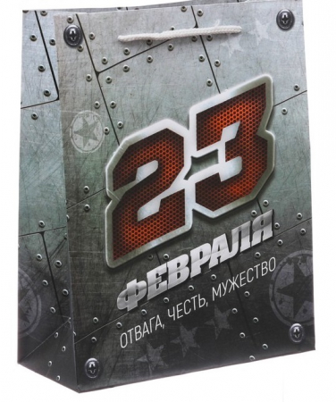 Пакет подарочный (18*23*8см), Отвага, Честь, Мужество, 1 шт.