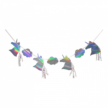 Гирлянда (200см), Единорог, Фольгированный, Тассел, 1 шт.