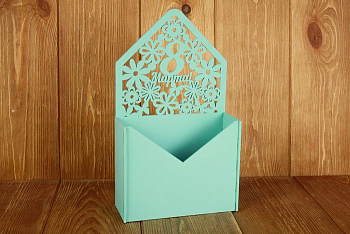 Подарочная упаковка-конверт (17,5*7,2*30 см), "8 марта", МДФ, окрашен., Тиффани, 1 шт.