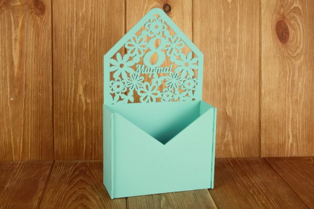 Подарочная упаковка-конверт (17,5*7,2*30 см), "8 марта", МДФ, окрашен., Тиффани, 1 шт.