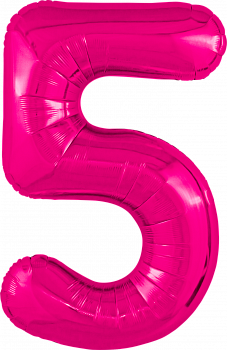 Шар (40''/102см) Цифра, 5 Slim, Фуше, 1 шт. в упак.