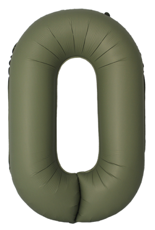 Шар (40''/102см) Цифра, 0 Slim, Оливковый, Матовый, 1 шт. в уп.