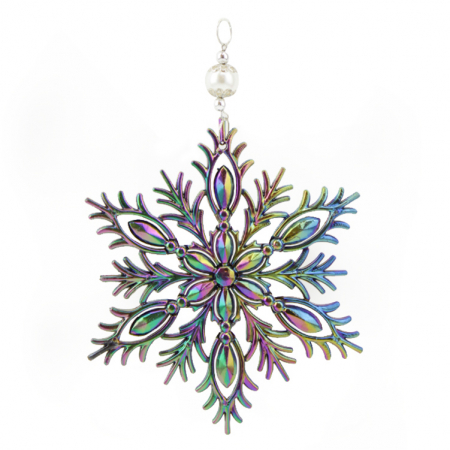 Елочное украшение (13,5*13,5см), "Снежинка", Радужный градиент, 1 шт.