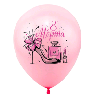 Шар (12"/30см) 8 марта, Нежность, Ассорти пастель, 2 ст. 2 цв, 100 шт.