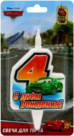 Свеча Цифра, 4 Тачки, 12 см, 1 шт.