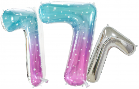 Шар (34''/86см) Цифра, 7 Нежные искры, Розовый, Градиент, 1 шт. в упак.