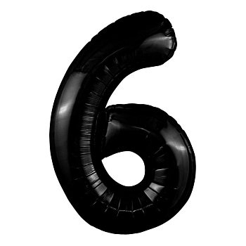 Шар (40''/102см) Цифра, 6 Slim, Черный, 1 шт. в упак.