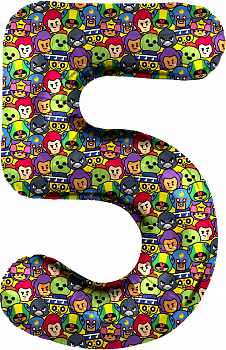 Шар (34''/86см) Цифра, 5 Бравл Старс, 1 шт. в упак.