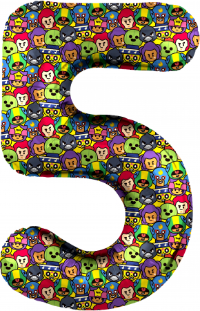 Шар (34''/86см) Цифра, 5 Бравл Старс, 1 шт. в упак.