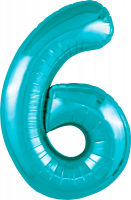 Шар (40''/102см) Цифра, 6 Slim, Океан, 1 шт. в упак.