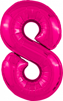 Шар (40''/102см) Цифра, 8 Slim, Фуше, 1 шт. в упак.