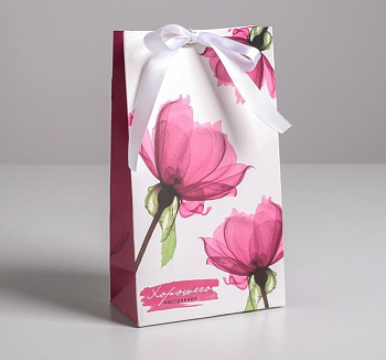 Пакет подарочный с лентой (7*13*23 см) «Хорошего настроения», 1 шт.