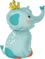 66 Шар (39''/99см) Фигура, Слоненок в короне, 1 шт.