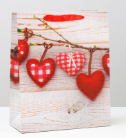 Пакет подарояный (26*32*12см), Плюшевые сердца, 1 шт.