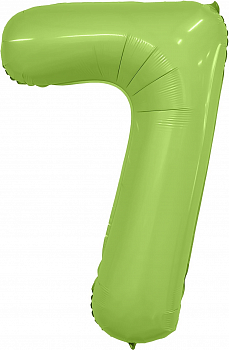 Шар (40''/102см) Цифра, 7 Slim, Фисташка, Сатин, 1 шт. в упак.