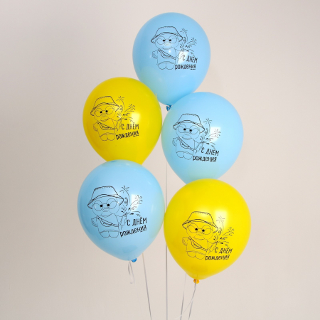 Шар (12"/30см) С днём рождения, хлопушка, 5 шт. 