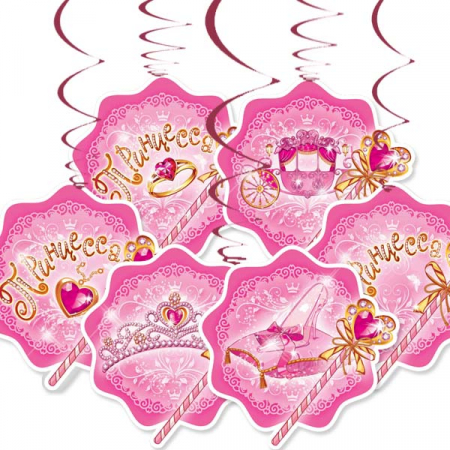 Подвеска бумажная (16см), Моя Принцесса-спираль, 6 шт.