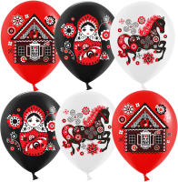 Шар (12''/30см) Русские мотивы, Ассорти, пастель, 1 ст, 25 шт.