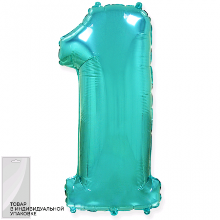 Шар (32''/81 см) Цифра, 1, Тиффани, 1 шт. в упак.