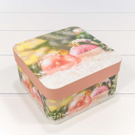 Коробка квадратная (17*9,5см), Новый год, шары, 1 шт.