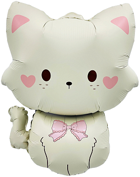 Шар (28''/71см) Фигура, Кошечка с бантиком, 1 шт.