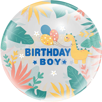 Шар (18''/46см) Сфера 3D, Deco Bubble, ДР мальчика, Прозрачный, Кристалл, 1 шт. в упак.