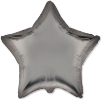 Шар (18"/46см) Звезда, Стальной серый, Сатин, 1 шт.