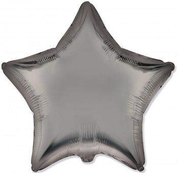 Шар (18"/46см) Звезда, Стальной серый, Сатин, 1 шт.