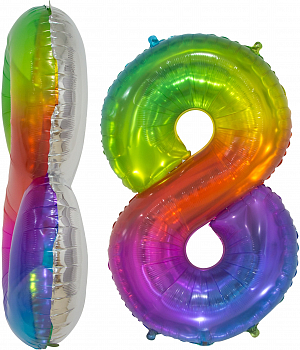 Шар (16''/40см) Мини-цифра, 8, Мармеладный леденец, Градиент, 1 шт.