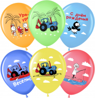 Шар (12''/30см) Синий трактор, Ассорти, пастель, 1 ст, 25 шт.