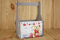 Подарочный ящик (17*11*23см), Мишки, МДФ 3мм, УФ печать, окраш., оформл., Серый пастель, 1 шт.